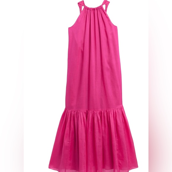 Banana Republic Women,s Fino Ramie Maxi Dress Dark Magenta Size L - Picture 8 of 8